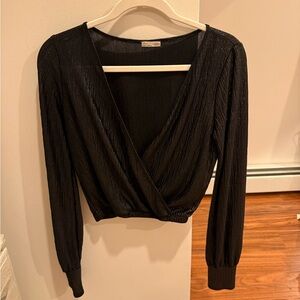 Zara black metallic crop top